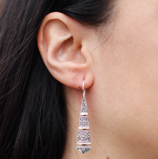 Silver & Gold Earring - Tribal Drops image 0
