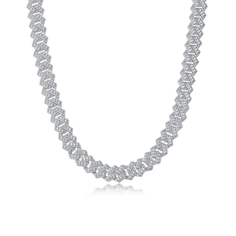 925 Sterling Silver Moissanite Inlay Geometric GRA Certificate Necklace image 1