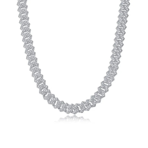 925 Sterling Silver Moissanite Inlay Geometric GRA Certificate Necklace image 1