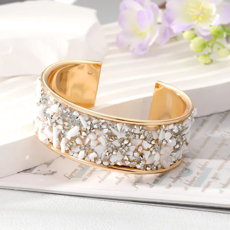 Retro Alloy Plating Natural Stone Bangle image 7