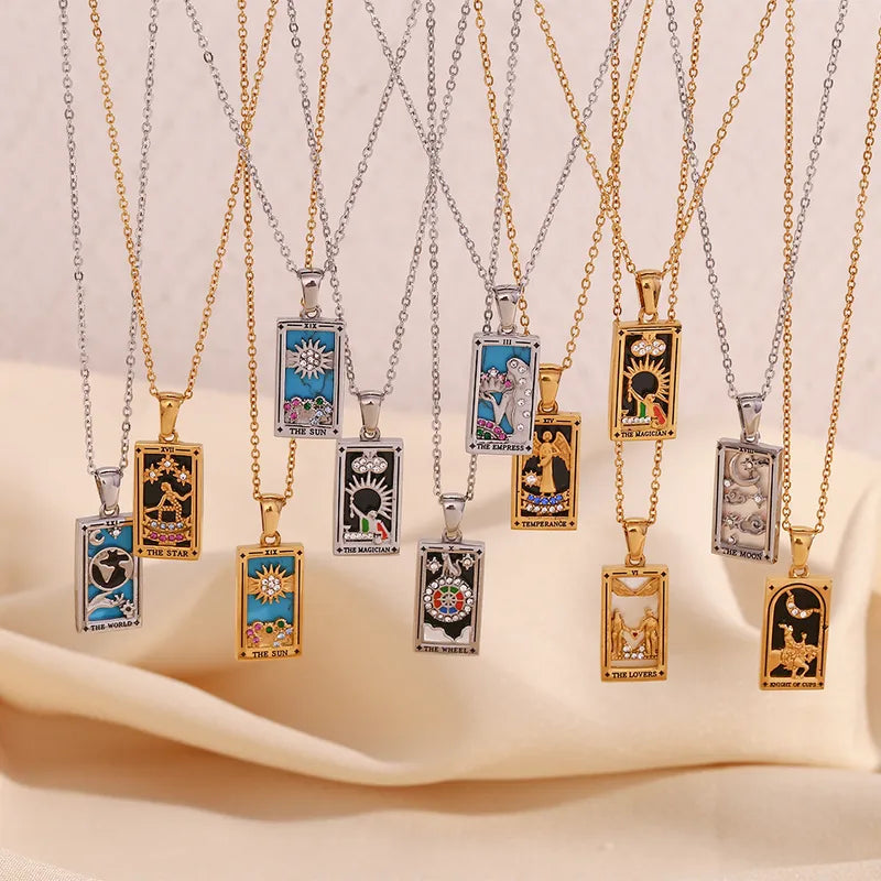 Tarot Pendants Necklace 18k Gold Plated Stainless Steel image 3