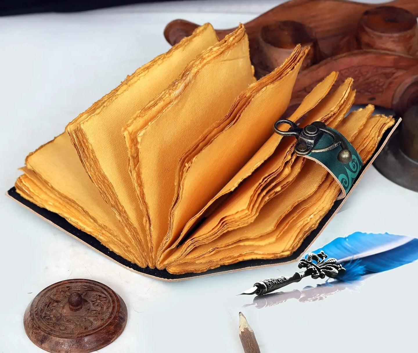 Goddess Aged Looking Paper Leather Journal w/ Latch image 1