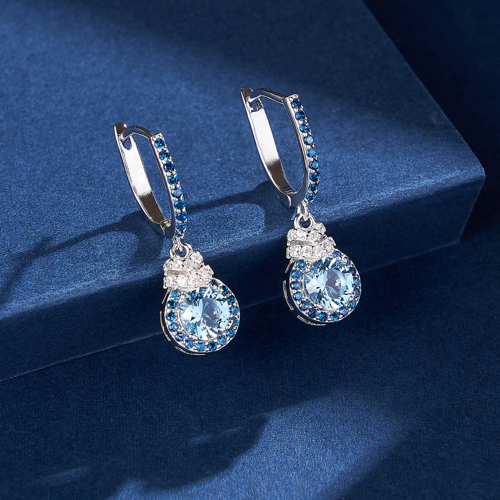 Zircon White Gold Rhodium Plated Earrings Necklace Jewelry Set image 5