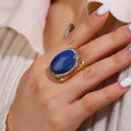 Retro Geometric Copper Lapis Lazuli Open Ring image 0