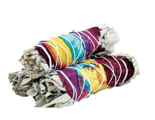 White Sage 7 Chakra colors stick 4" image 0