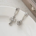 Cross Crown Clothespin Earings 925 Silver image 0