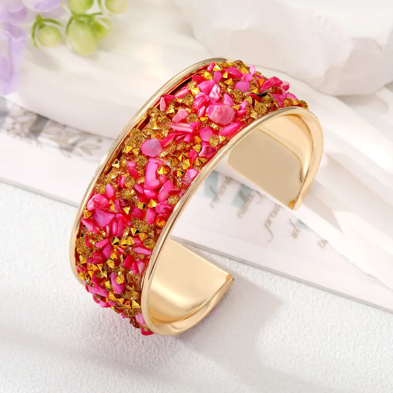Retro Alloy Plating Natural Stone Bangle image 6