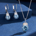 Zircon White Gold Rhodium Plated Earrings Necklace Jewelry Set image 0