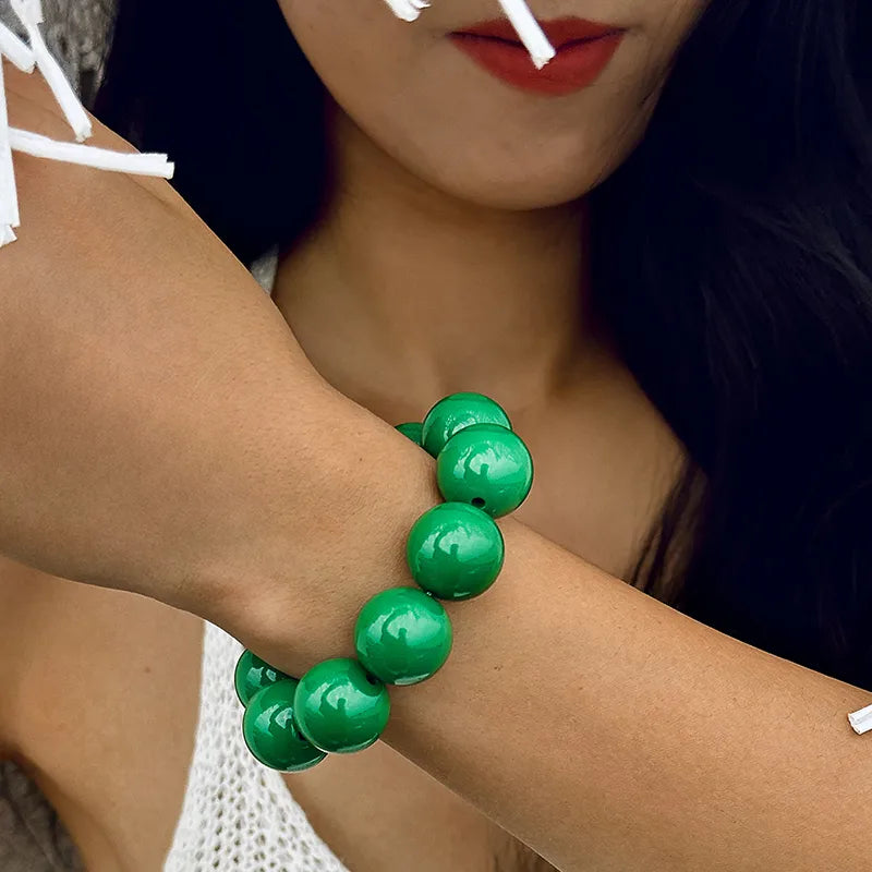 Simple Style Round Plastic Beaded Chain Slip-on Beaded Bracelet image 3