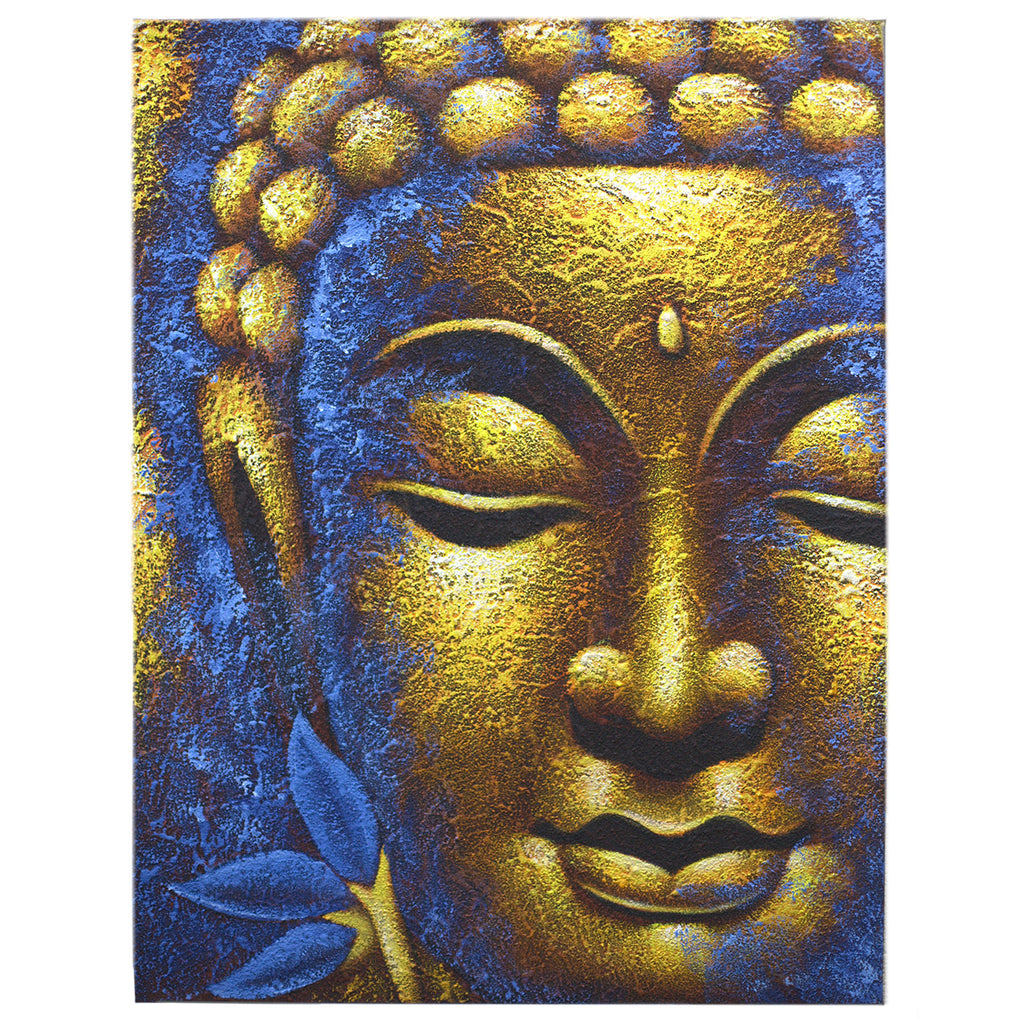 Buddha Painting - Gold Face & Lotus Flower 80x60 image 0