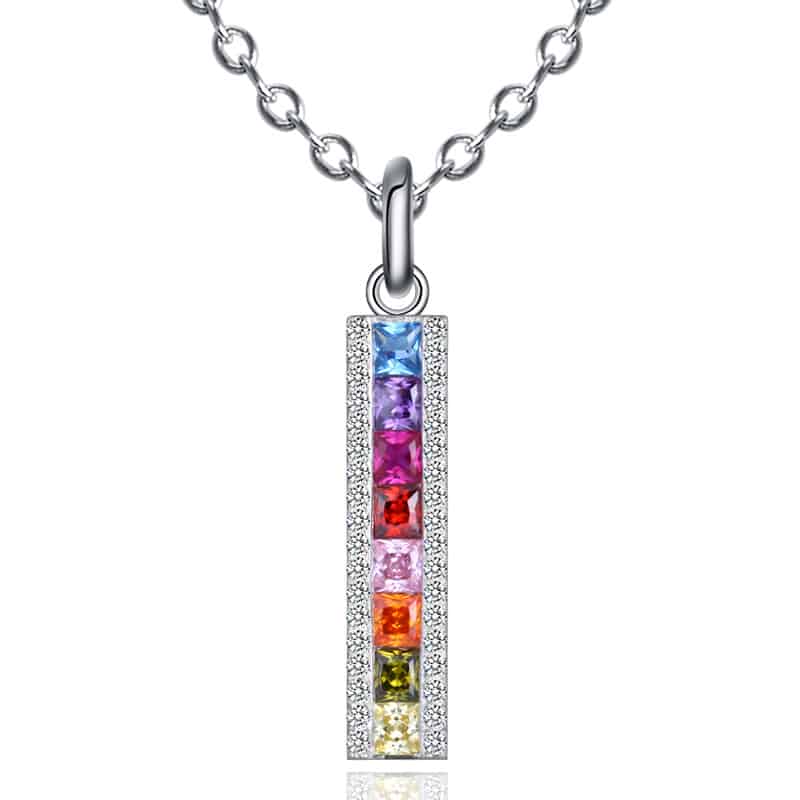 Sterling Silver Pendant with Cubic Zirconia 8 color image 0