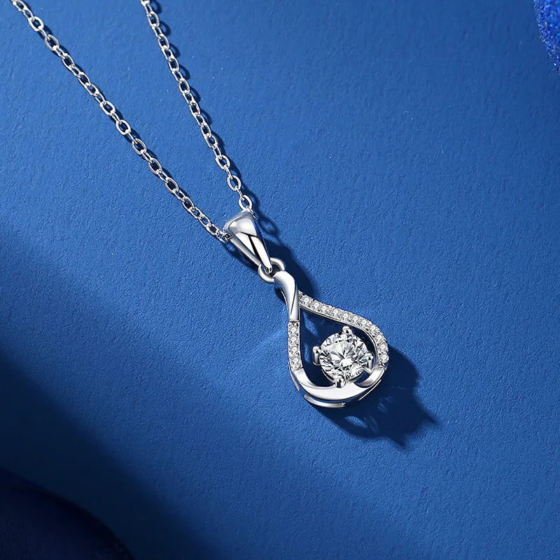 Teardrop Pendant 925 Sterling Silver Moissanite GRA Plating Inlay Geometric image 0
