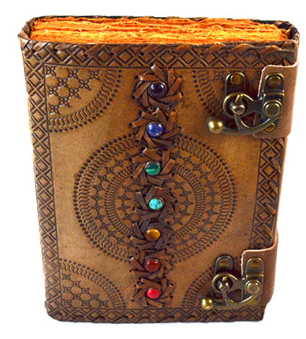 7 Chakra Journal Aged Looking Paper Leather w/Latch image 0