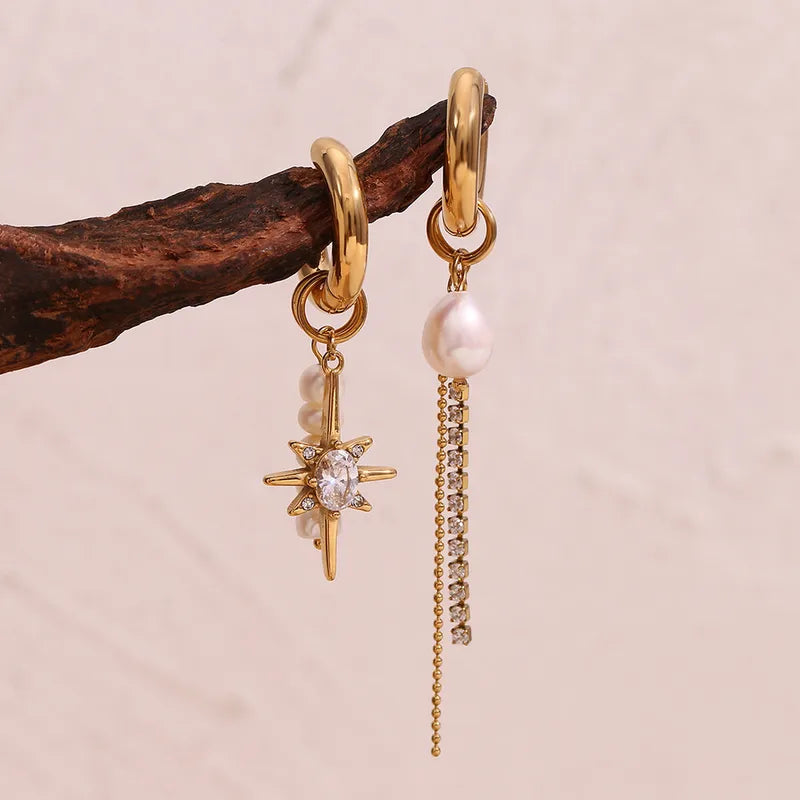 Freshwater Pearl Star Drop Earrings image 2
