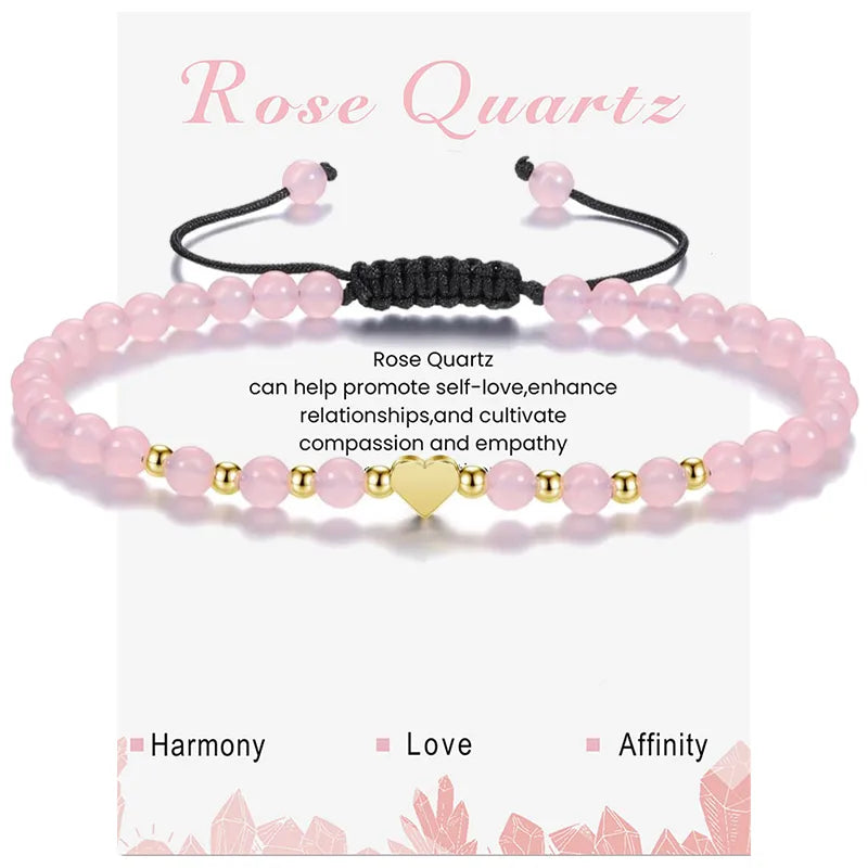 Rose Quartz Adjustable Bracelet 4mm image 0