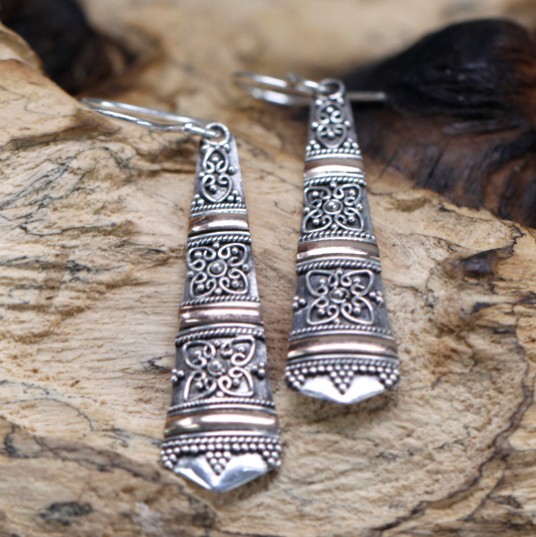 Silver & Gold Earring - Tribal Drops image 1