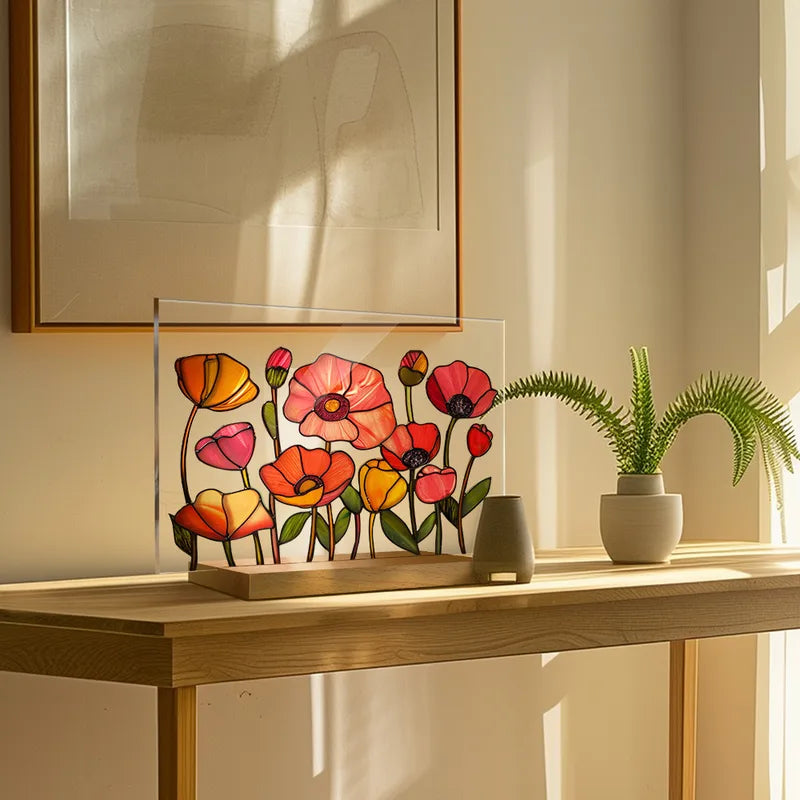 Elegant Style Flower Acrylic Wood Stand image 1