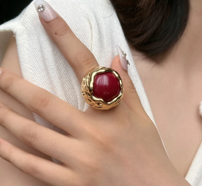 Arylic Allow Copper Open Ring (red) image 1