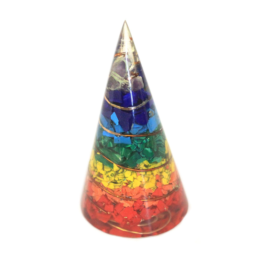 Orgonite Cone - 80mm - (Chakra Multichip) image 0