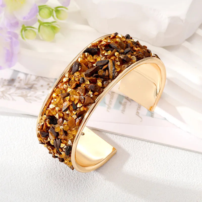 Retro Alloy Plating Natural Stone Bangle image 2