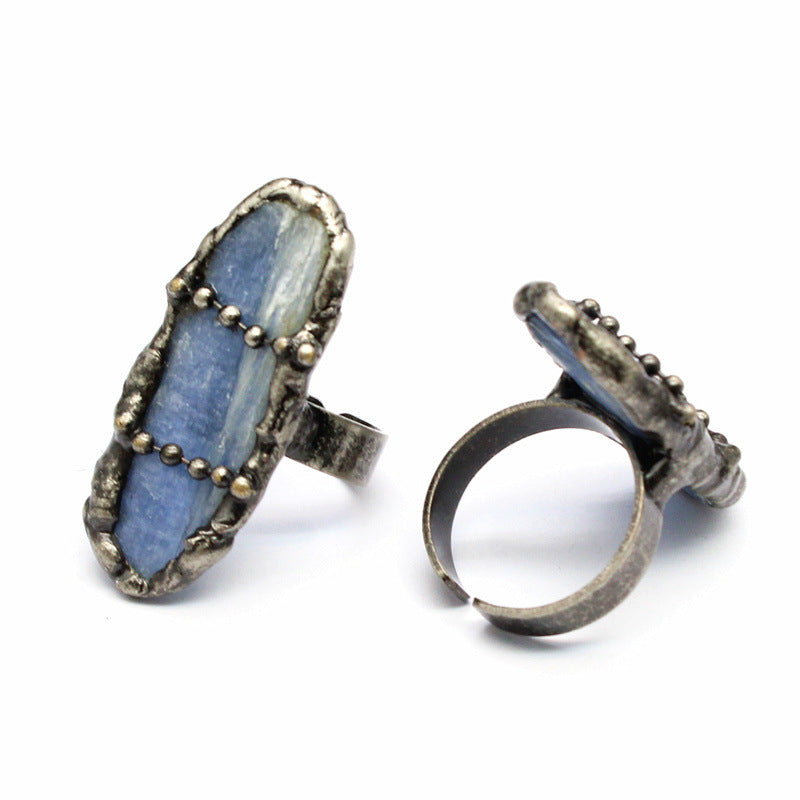 Vintage Style Classic Style Geometric Natural Stone Black Tourmaline Open Ring image 10
