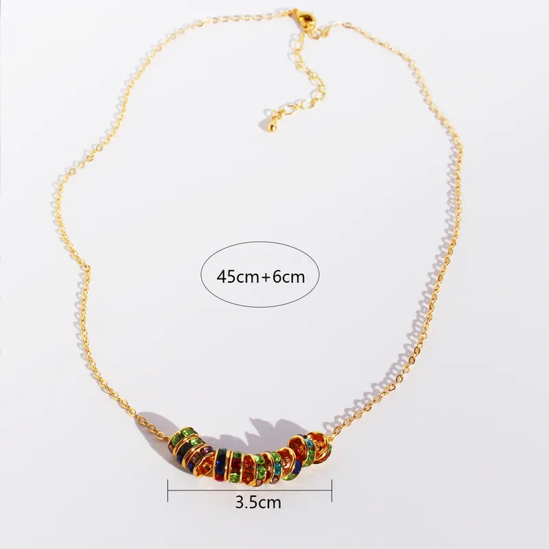 Brass 24K Gold Plated Beaded Plating Inlay Circle Zircon Brass Necklace image 2