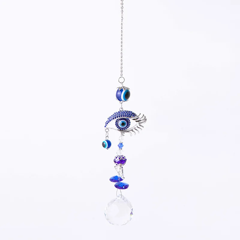 Elegant Pastoral Devil's Eye Butterfly Alloy Crystal Suncatcher Wind Chime Wall image 2