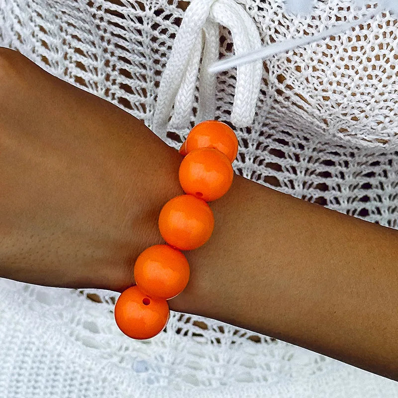 Simple Style Round Plastic Beaded Chain Slip-on Beaded Bracelet image 8