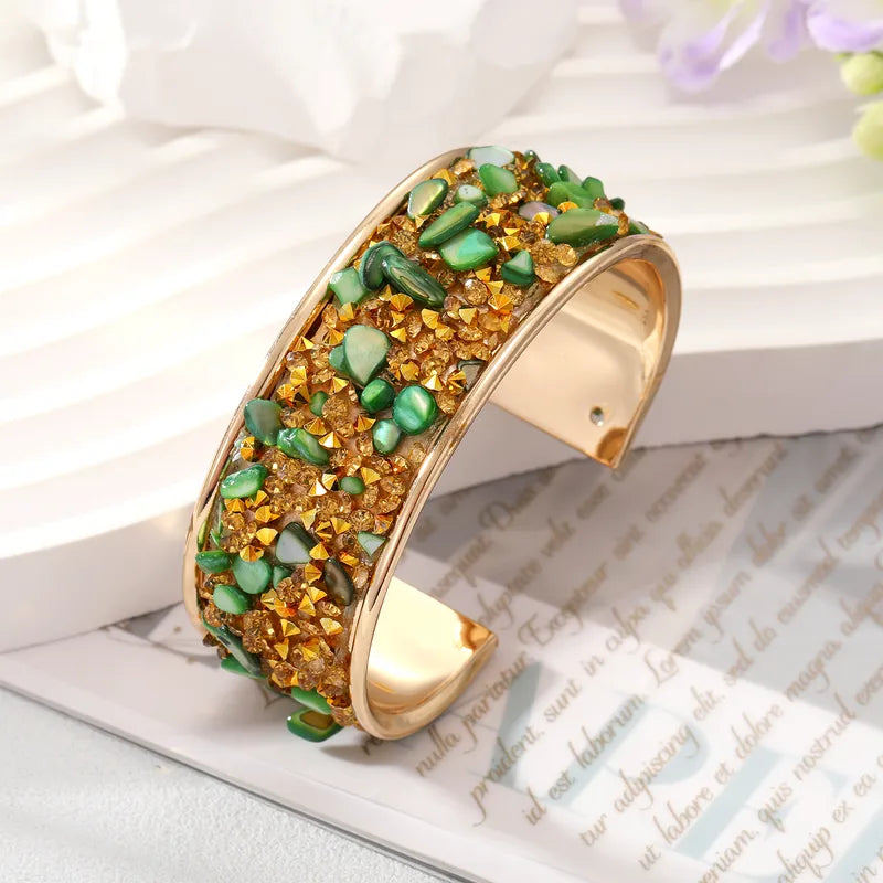 Retro Alloy Plating Natural Stone Bangle image 8