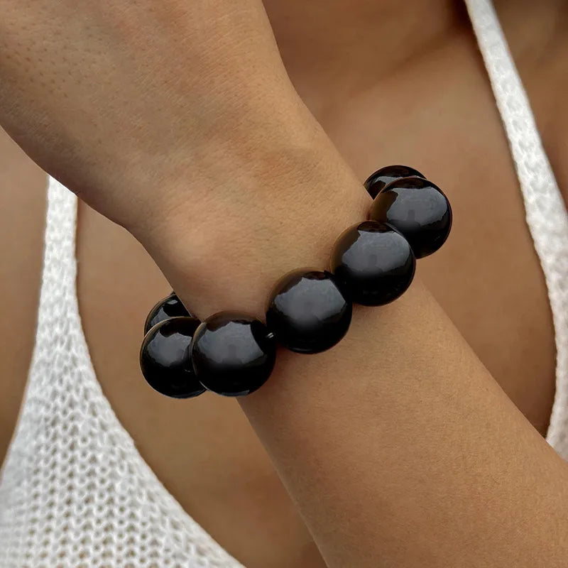 Simple Style Round Plastic Beaded Chain Slip-on Beaded Bracelet image 2