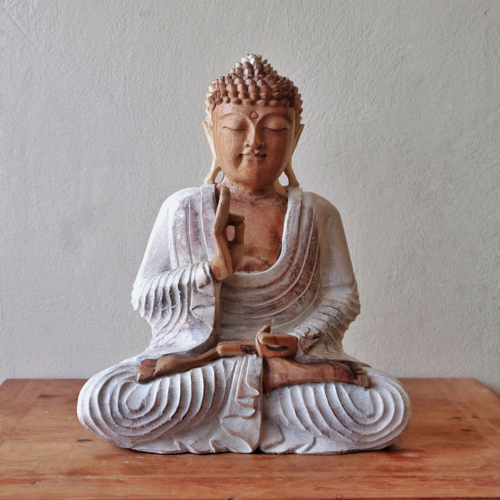 Buddha Statue Whitewash - 30cm Teaching Transmission image 2
