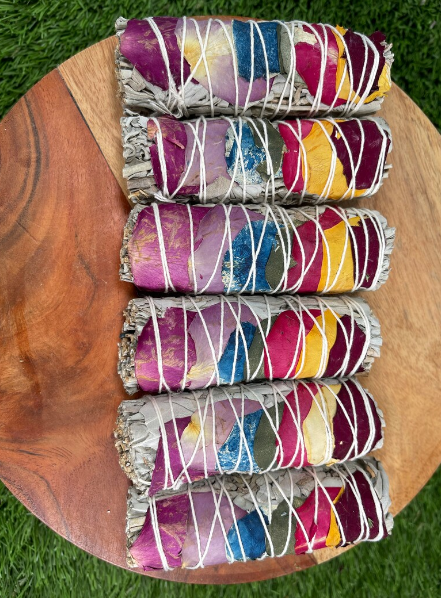 White Sage 7 Chakra colors stick 4" image 1