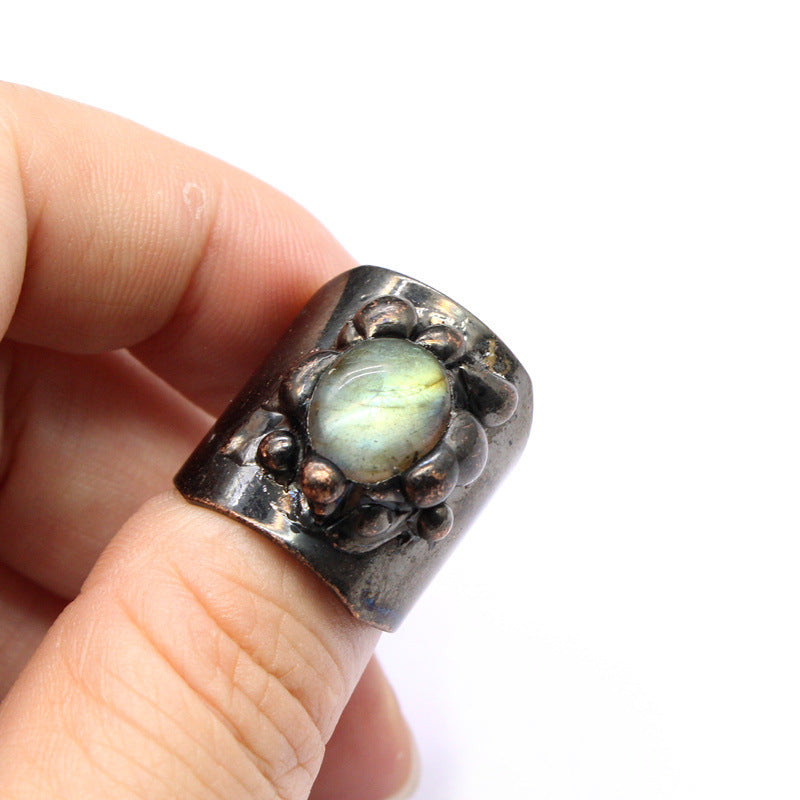 Vintage Style Simple Style Geometric Natural Stone Open Ring image 3