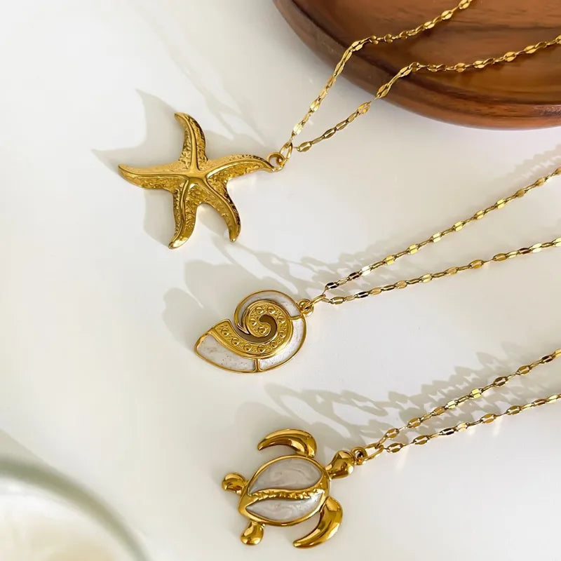 Jewelry Beach Starfish 316L Stainless Steel Plating Pendant Necklace image 1