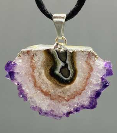 Amethyst Agate Stalactite Silver Plated Pendant image 0