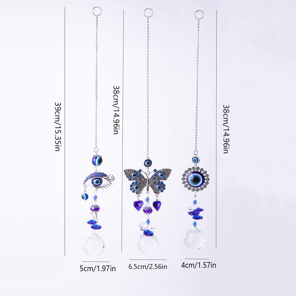 Elegant Pastoral Devil's Eye Butterfly Alloy Crystal Suncatcher Wind Chime Wall image 4