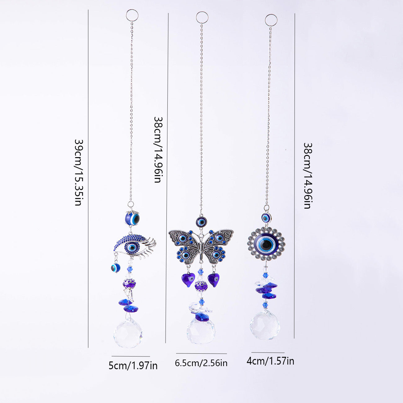 Elegant Pastoral Devil's Eye Butterfly Alloy Crystal Suncatcher Wind Chime Wall image 4