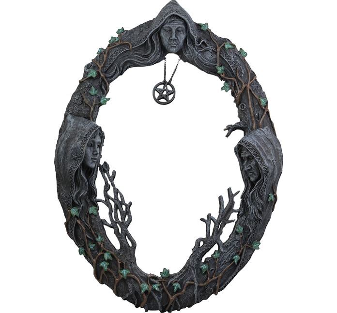 Maiden, Mother, Large Crone Wall Mirror 17" image 0
