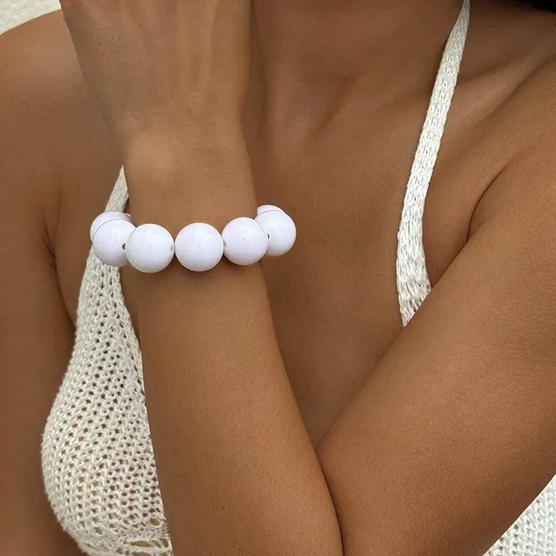 Simple Style Round Plastic Beaded Chain Slip-on Beaded Bracelet image 6