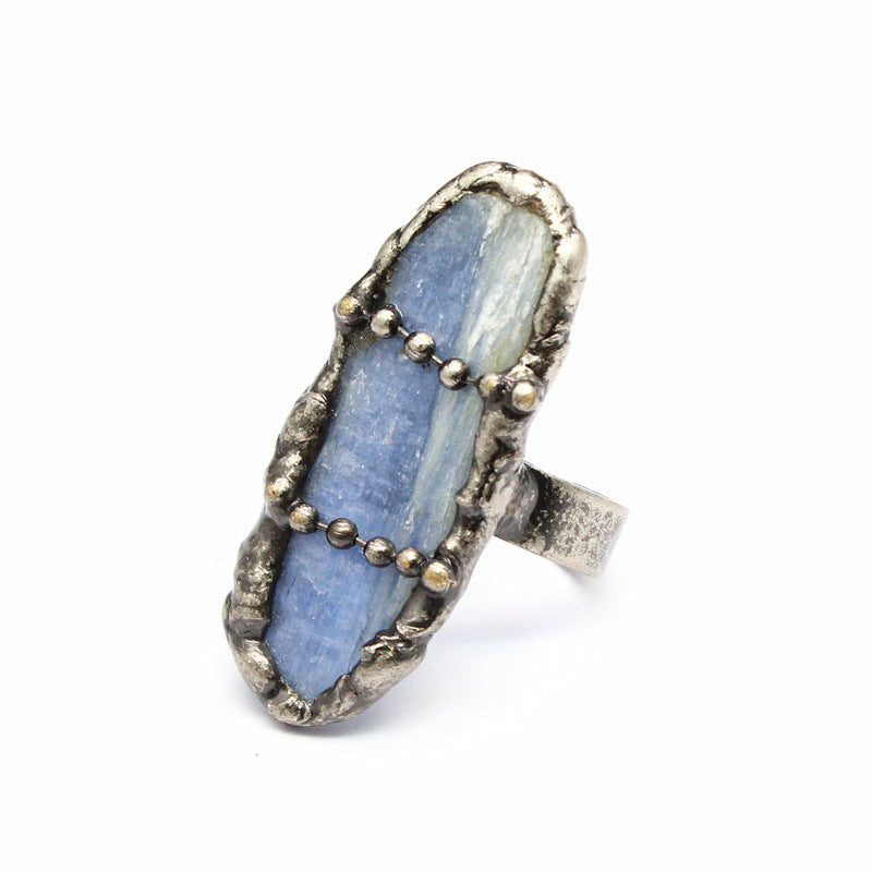 Vintage Style Classic Style Geometric Natural Stone Black Tourmaline Open Ring image 11