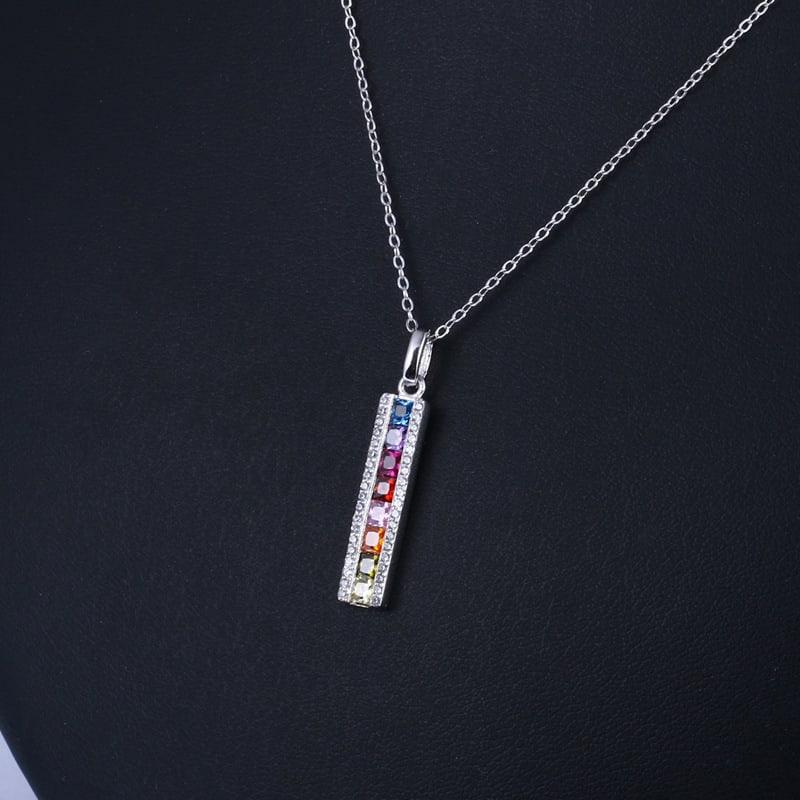 Sterling Silver Pendant with Cubic Zirconia 8 color image 1