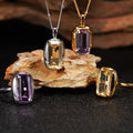 Citrine Amethyst Ring Necklace s925 image 0