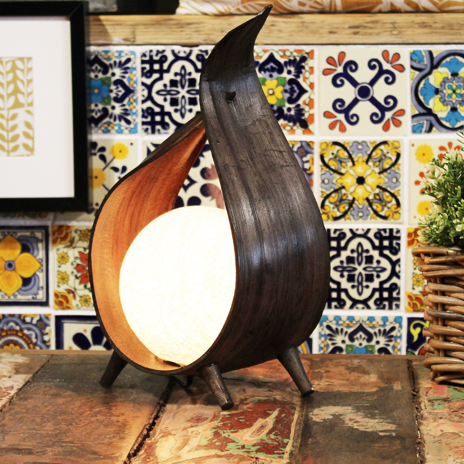 Natural Coconut Lamp - Chocolate Wrapover Twist image 1