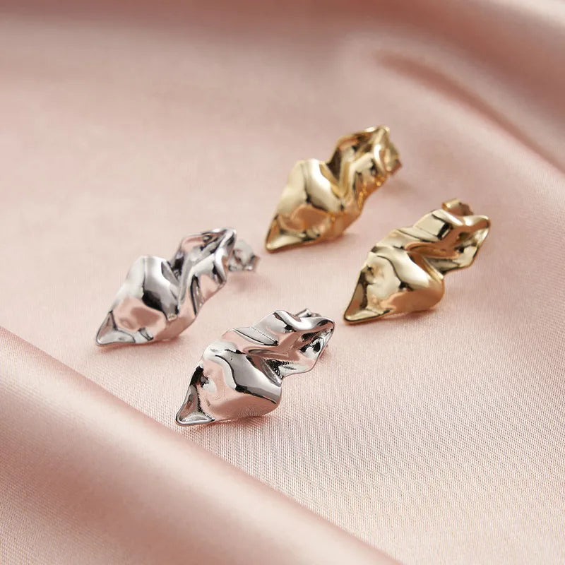 14K Gold Plated 925 Sterling Silver 925 Sterling Silver Earrings Irregular Solid image 0