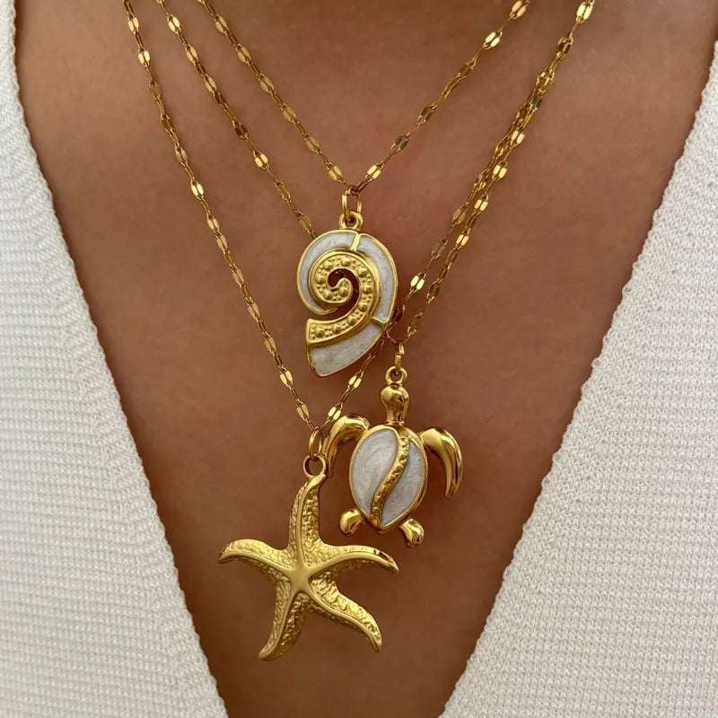 Jewelry Beach Starfish 316L Stainless Steel Plating Pendant Necklace image 4