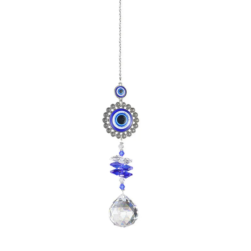 Elegant Pastoral Devil's Eye Butterfly Alloy Crystal Suncatcher Wind Chime Wall image 1