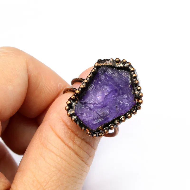 Vintage Style Simple Style Geometric Natural Stone Open Ring image 7