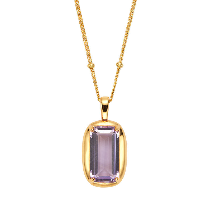 Citrine Amethyst Ring Necklace s925 image 2