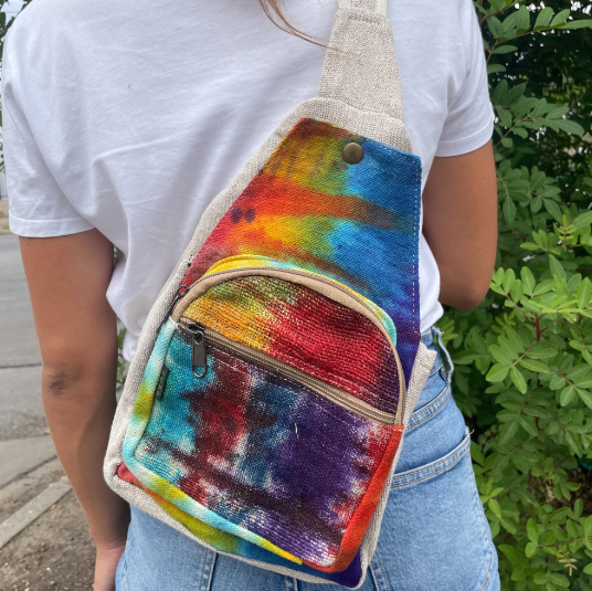 Hemp Sling Shoulder Bag Tie-dye image 1