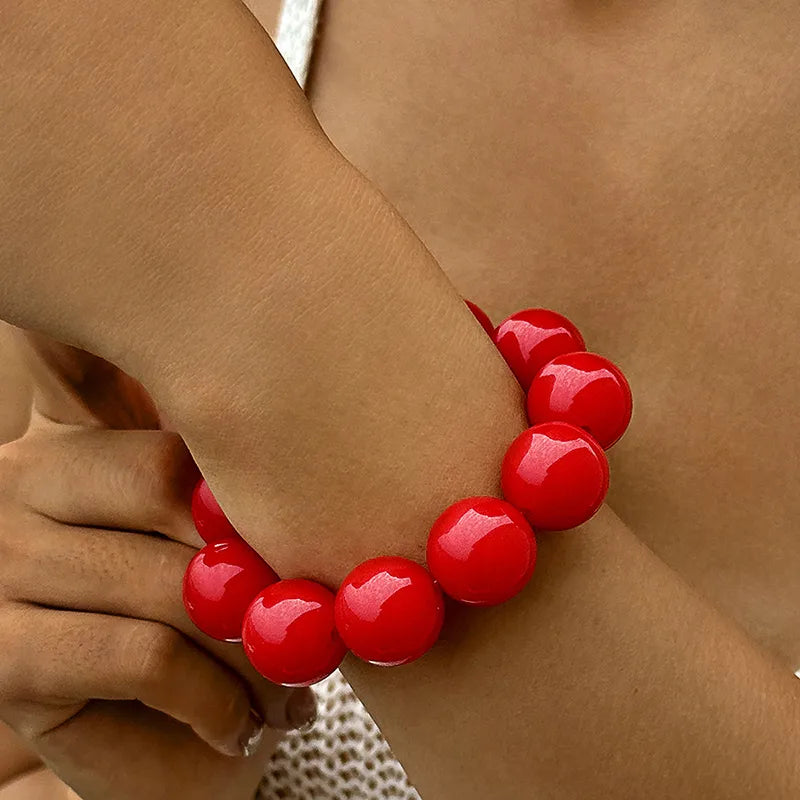 Simple Style Round Plastic Beaded Chain Slip-on Beaded Bracelet image 5